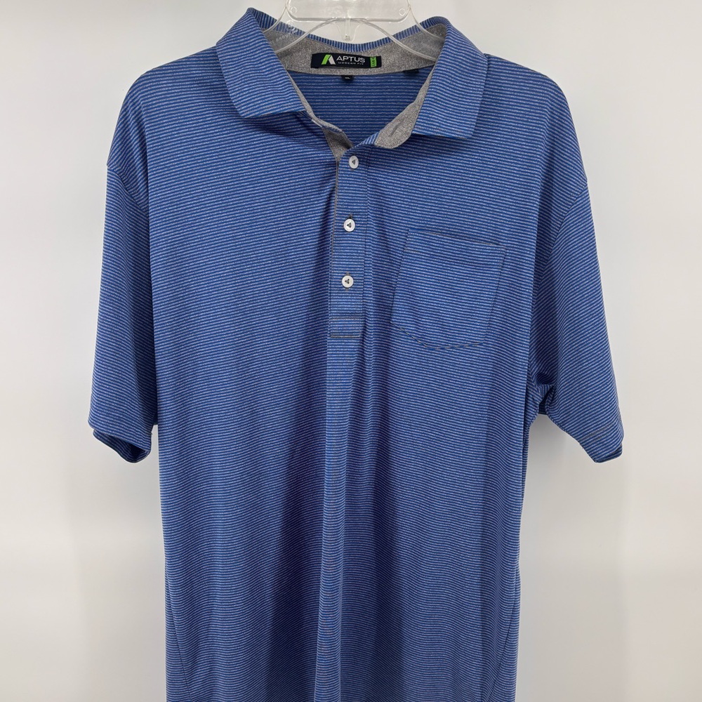 Aptus Men's‎ Blue Polo Shirt with Subtle Stripes